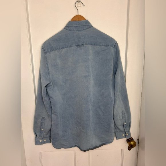 Men’s H&M Blue Loose Fitting Jean Style Cotton Shirt Size M - Picture 9 of 10